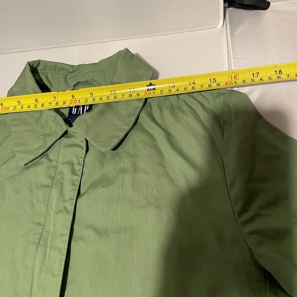 Gap Plaid Trench Green Coat Women Medium - Picture 8 of 10